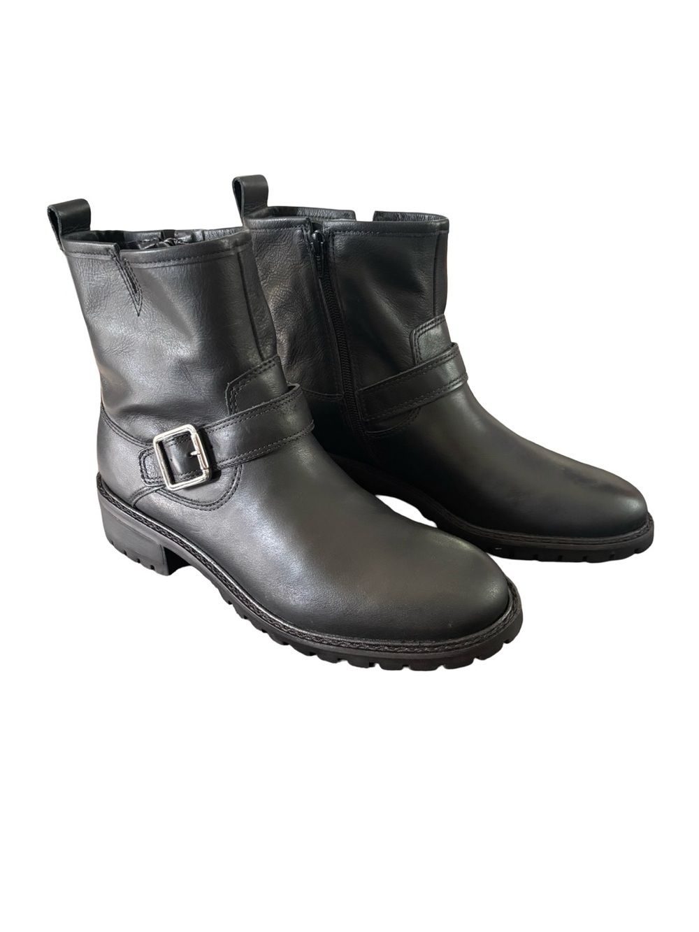 Lucky Brand Black howdy leather upper moto boots
